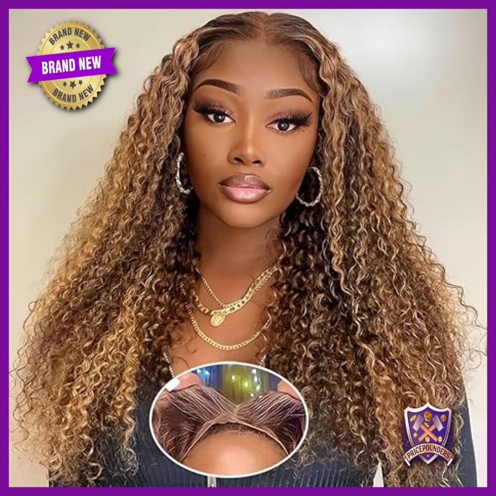 Glueless Lace Front Wig Human Hair Deep Wave Curly Pre Plucked 22 Inch